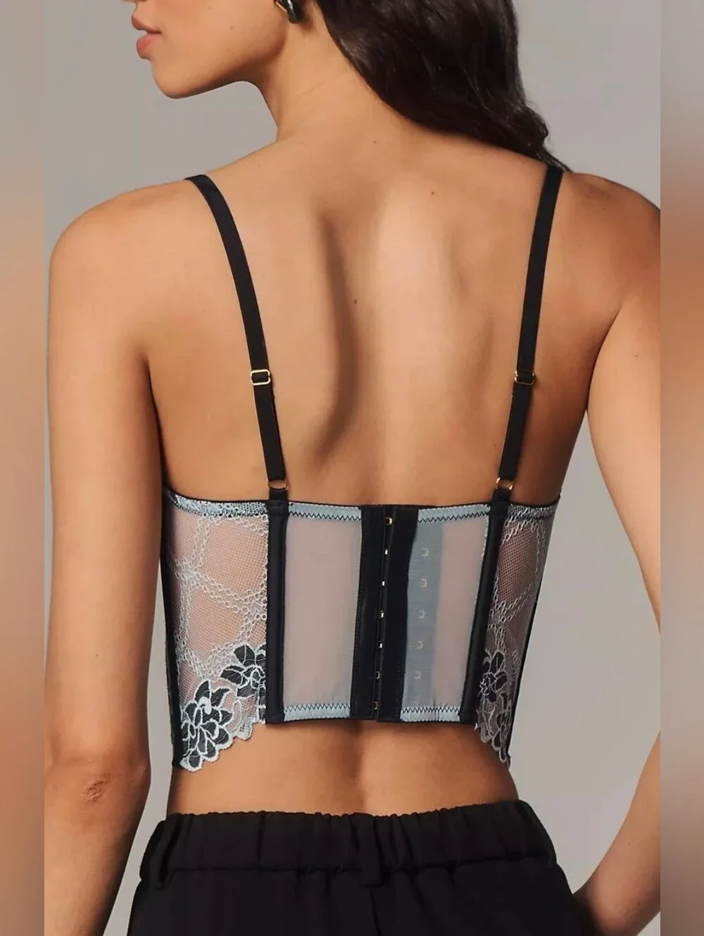 Anthropologie Lace And Mesh Floral Corset Bralette - Picture 2 of 4